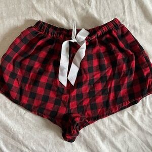 Plaid Women's Sleep Shorts - Red and Black